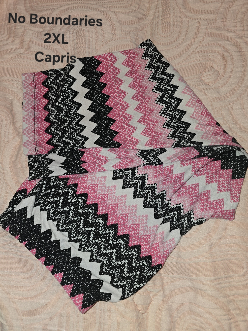 No Boundaries Pink Black White Chevron Capris
